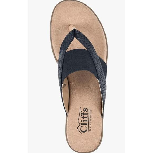 CLIFFS BY WHITE MOUNTAIN WOMENS BUMBLE NAVY WOVEN SMOOTH THONG SANDAL 10M - Picture 2 of 8